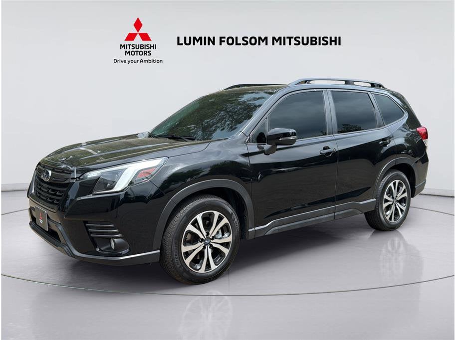 2022 Subaru Forester Limited in Crystal Black Silica — front three-quarter view