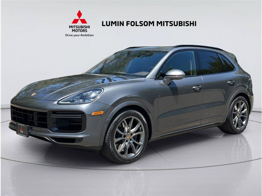 2021 Porsche Cayenne Turbo in Gray — front three-quarter view
